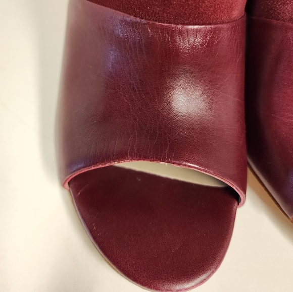 Trina Turk Los Gatos Croc Leather Heels Wine Color Zip Peep Toe 8M - Picture 3 of 11